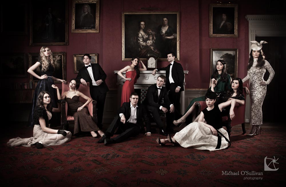 Above: Contestants Leah McNamara, Emma Tagney, Amber Shrestha, Vafa Lightfoot, Ava Brazier, Cormac Crowley, Robert Clarke, Patrick Leahy, Stacey Walsh, Rachel O'Donnell, Jennifer Murphy, Sheila Day, all competing to be Pulse Model & Event Management/UCC's Next top model for 2013 pictured in a Hollywood inspired Group Photo shoot at Fota House. Styling by Nessa Cotter assisted by Graeme Cross, Make up by Noreen O'Connor assisted by Denise Feeney, Hair by Eileen McGrath & The Edge Hair Design Team. Ladies' Fashions provided by Miss Daisy Blue, The Dress Bar & House of Hepburn, Cork, and Men's Suits from Lapel 1865.